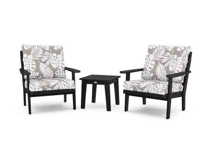 POLYWOOD® Lakeside 3-Piece Deep Seating Chair Set in Black / Leaf Grey Mist