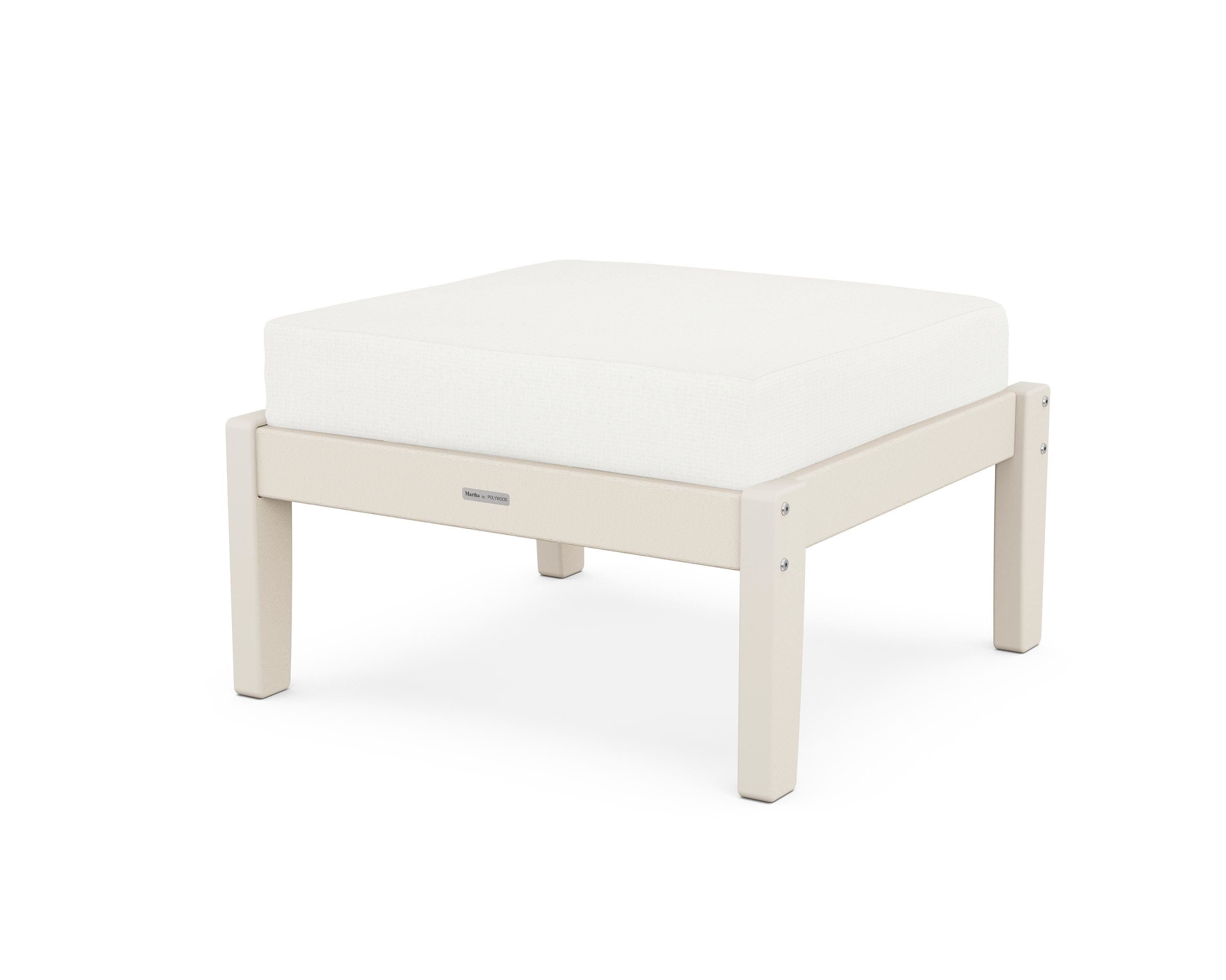 Martha Stewart by POLYWOOD® Chinoiserie Deep Seating Ottoman in Sand / Natural Linen