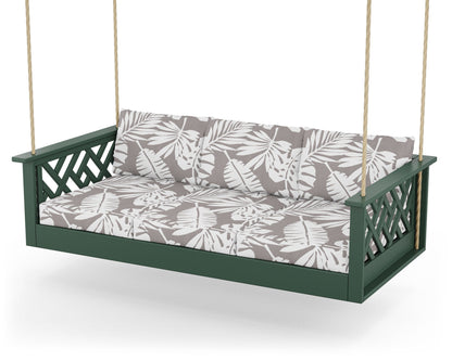 POLYWOOD® Chippendale Daybed Swing in Green / Leaf Grey Mist