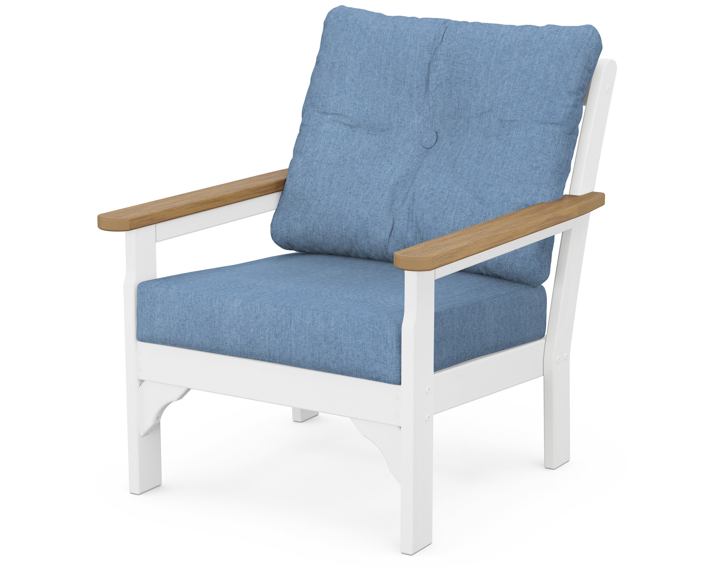 POLYWOOD® Vineyard Deep Seating Chair in White / Natural / Sky Blue