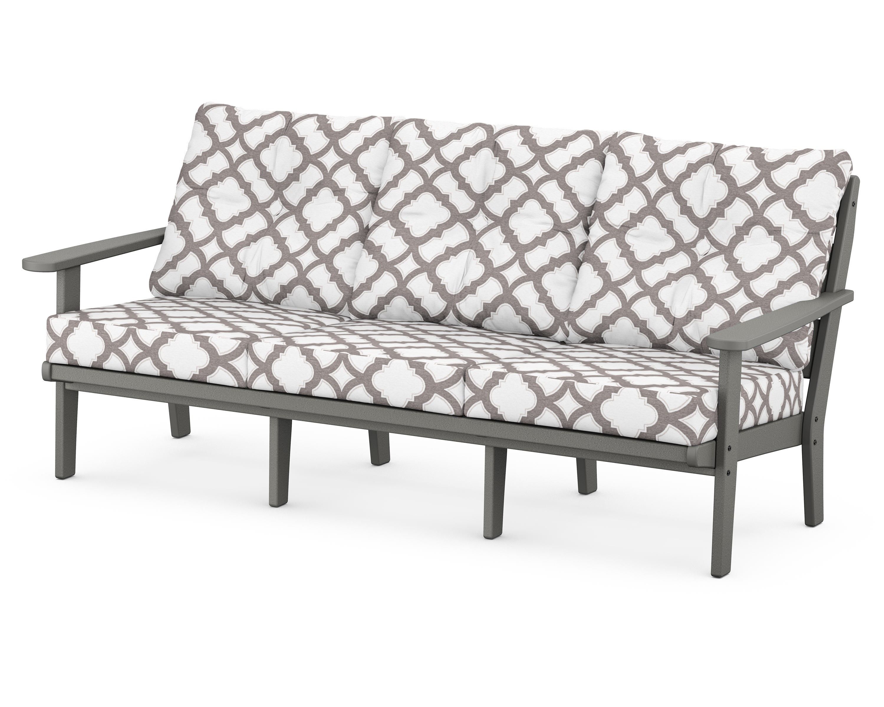 POLYWOOD® Lakeside Deep Seating Sofa in Slate Grey / Trellis Grey Mist