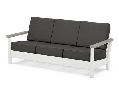 POLYWOOD® Harbour Deep Seating Sofa in White / Driftwood / Spectrum Carbon