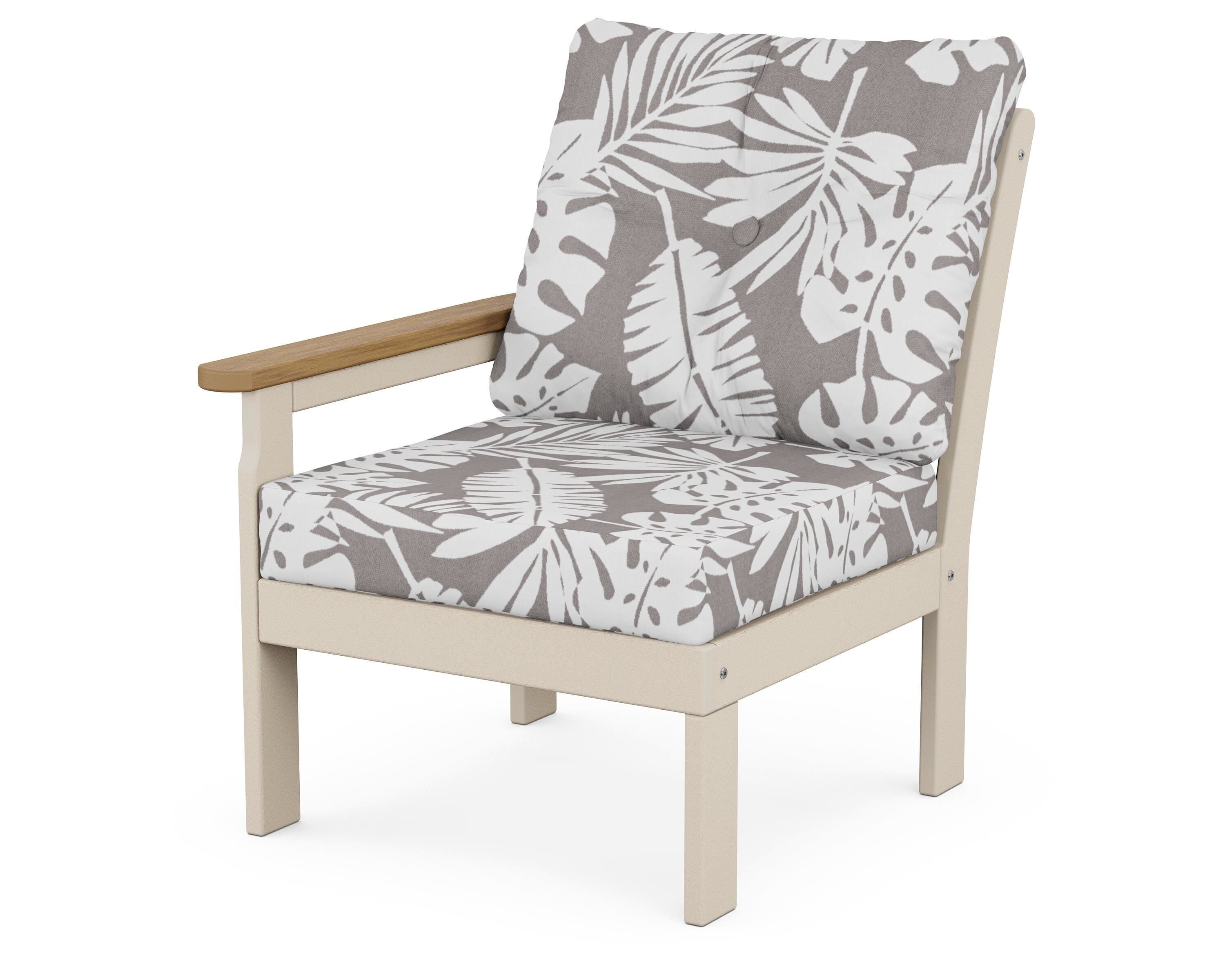 POLYWOOD® Vineyard Modular Left Arm Chair in Sand / Natural / Leaf Grey Mist