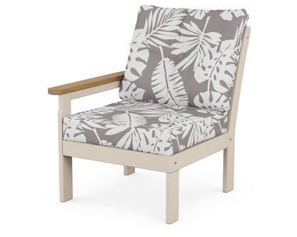 POLYWOOD® Vineyard Modular Left Arm Chair in Sand / Natural / Leaf Grey Mist