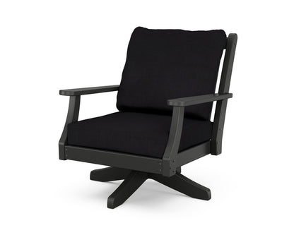 Country Living Wovendale Deep Seating Swivel Chair in Black / Midnight Linen
