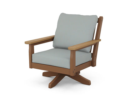 POLYWOOD® Chippendale Deep Seating Swivel Chair in Teak / Natural / Spa