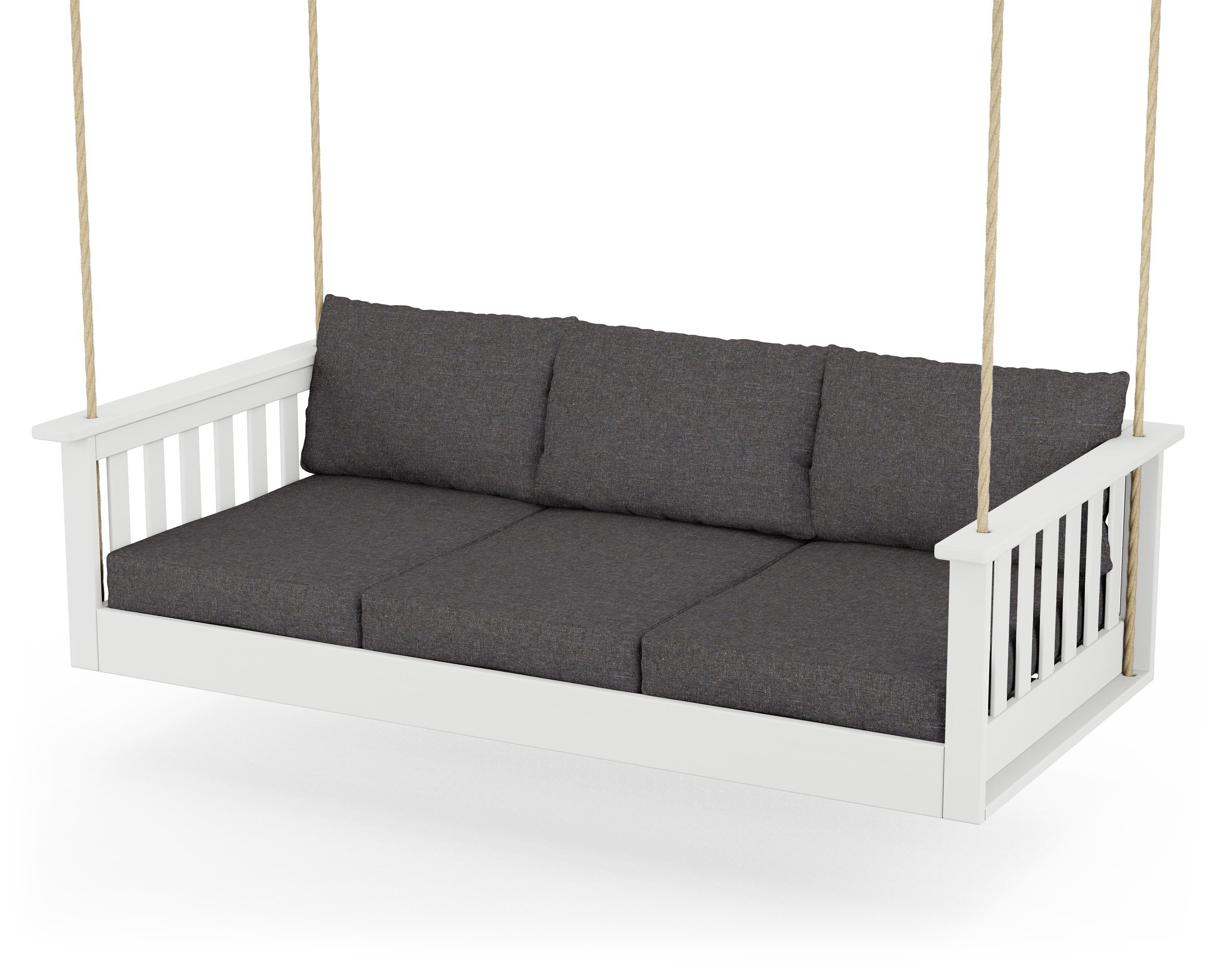 POLYWOOD® Vineyard Daybed Swing in White / Ash Charcoal