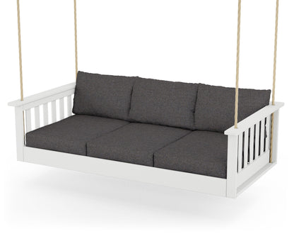 POLYWOOD® Vineyard Daybed Swing in White / Ash Charcoal
