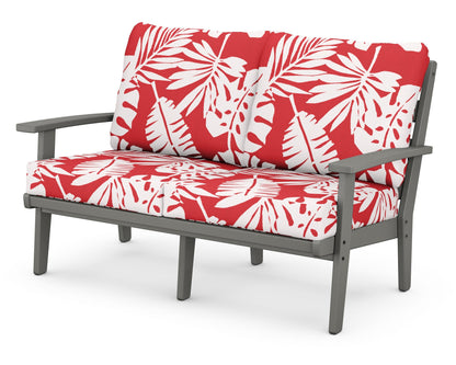 POLYWOOD® Grant Park Deep Seating Loveseat in Slate Grey / Leaf Crimson