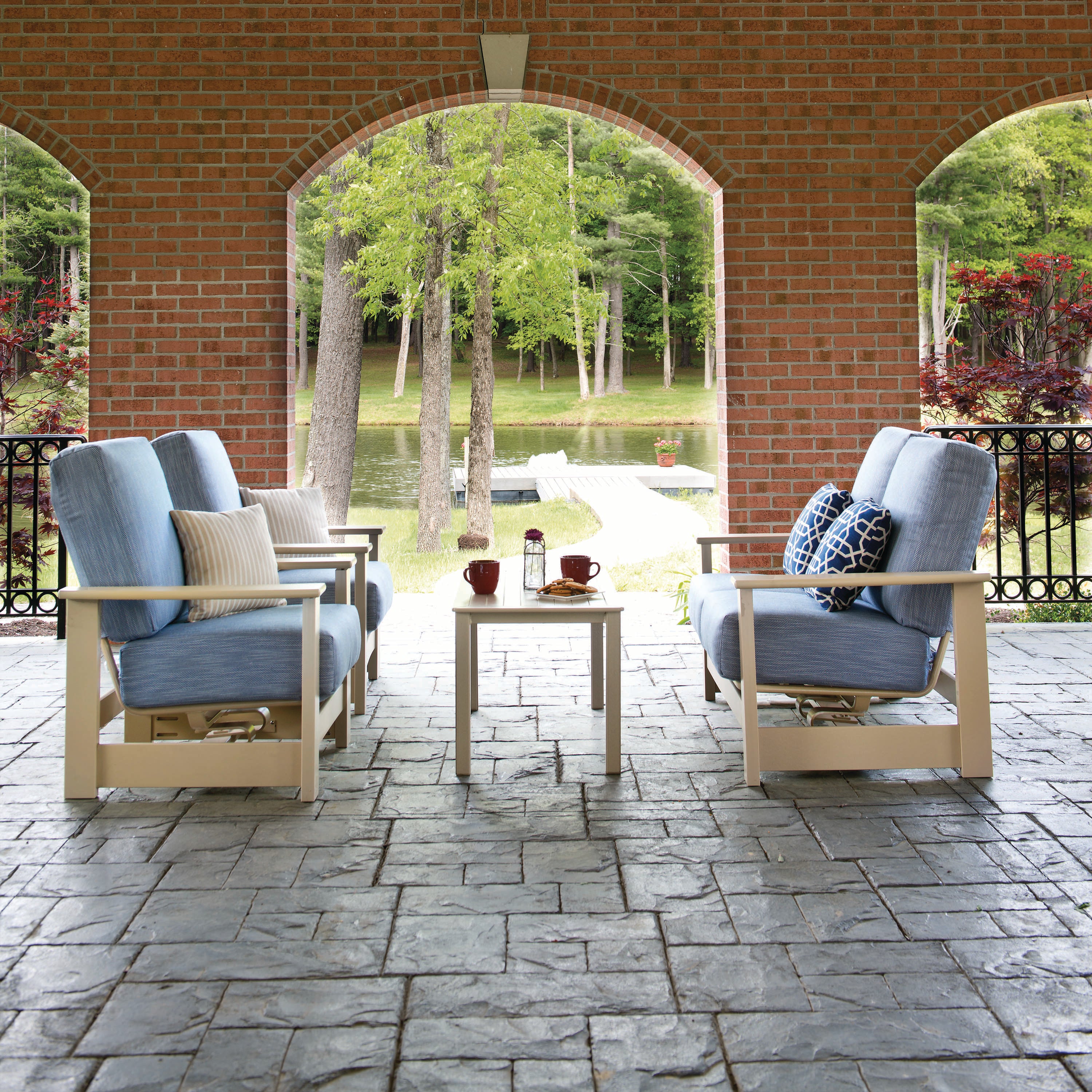 Leeward Hidden Motion Loveseat w/ Polymer Arms