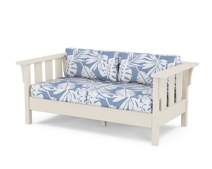 Martha Stewart by POLYWOOD® Acadia Deep Seating Loveseat in Sand / Leaf Sky Blue