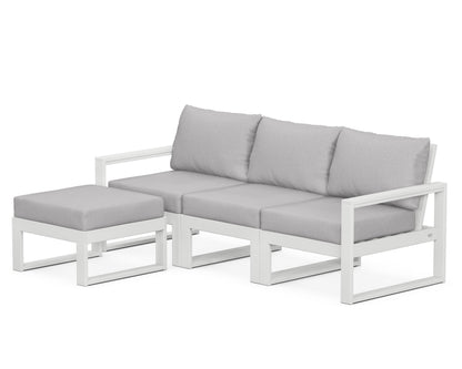 POLYWOOD® EDGE 4-Piece Modular Deep Seating Set with Ottoman in White / Granite