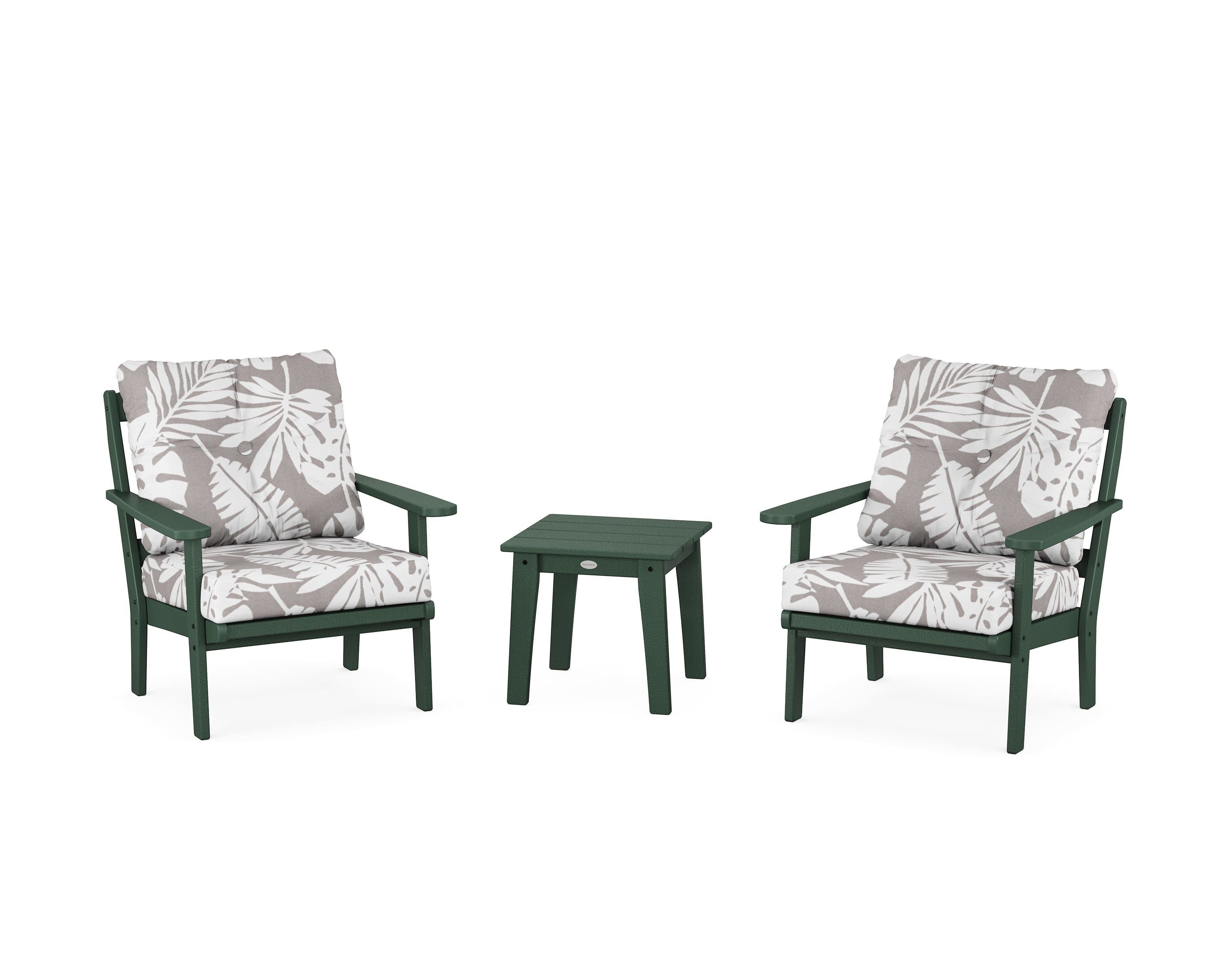 POLYWOOD® Mission 3-Piece Deep Seating Set in Green / Leaf Grey Mist