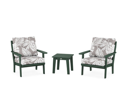POLYWOOD® Mission 3-Piece Deep Seating Set in Green / Leaf Grey Mist