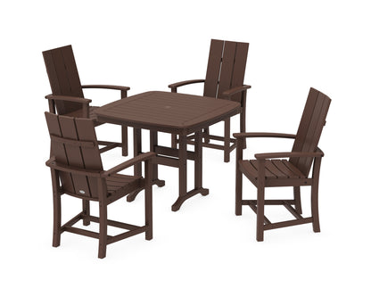 POLYWOOD® Modern Adirondack 5-Piece Dining Set in Mahogany
