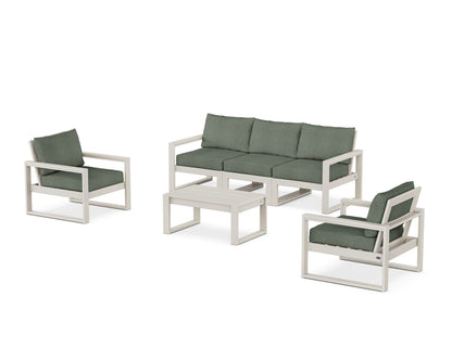 POLYWOOD® EDGE Sectional 4-Piece Deep Seating Set with Sofa in Sand / Cast Sage