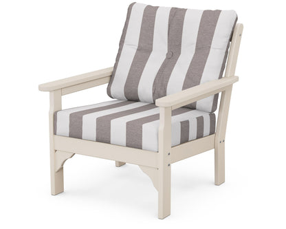 POLYWOOD® Vineyard Deep Seating Chair in Sand / Cabana Stripe Grey Mist
