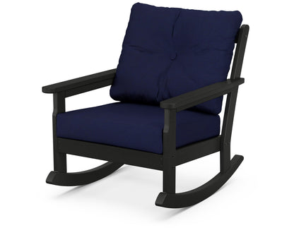 POLYWOOD® Vineyard Deep Seating Rocking Chair in Black / Navy