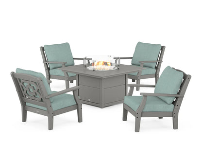 Chinoiserie 5-Piece Deep Seating Set with Fire Pit Table