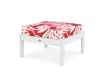 Country Living Cottage Deep Seating Ottoman in White / Leaf Crimson