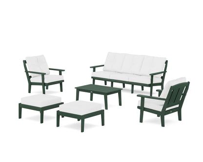 POLYWOOD® Mission 6-Piece Lounge Sofa Set in Green / Natural