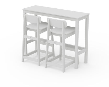 POLYWOOD® Modern Studio Urban Lowback Bar Chair 3-Piece Balcony Set in White