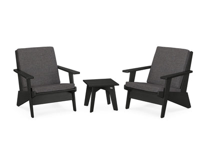 POLYWOOD® Riviera Modern Lounge 3-Piece Set in Black / Ash Charcoal