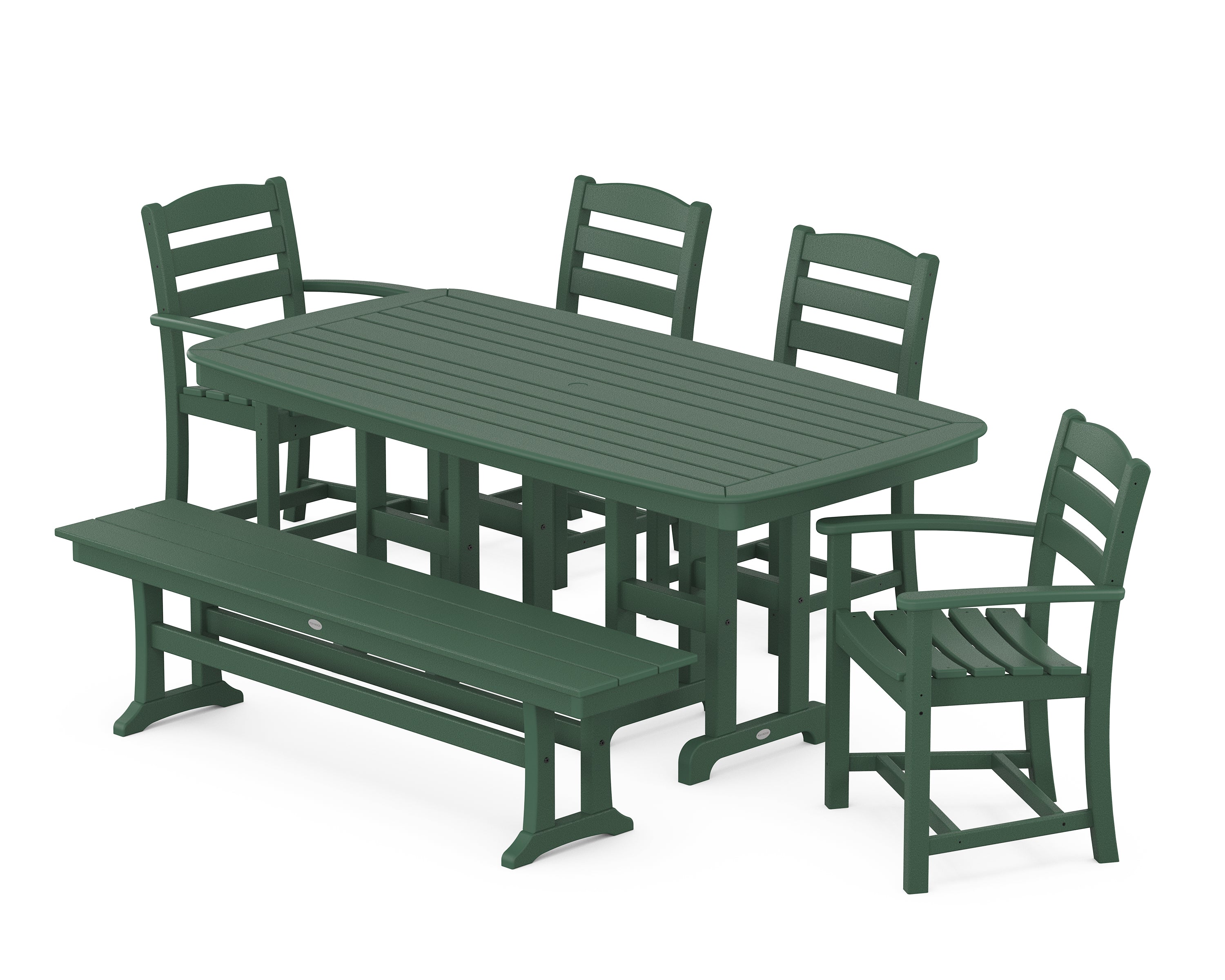 POLYWOOD® La Casa Café 6-Piece Dining Set with Bench in Green