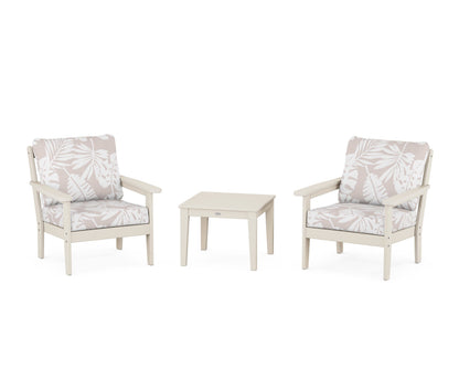 Country Living Cottage 3-Piece Deep Seating Set in Sand / Leaf Dune Burlap