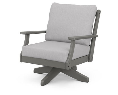 POLYWOOD® Braxton Deep Seating Swivel Chair in Slate Grey / Granite