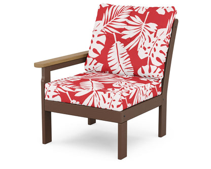 POLYWOOD® Vineyard Modular Left Arm Chair in Mahogany / Natural / Leaf Crimson