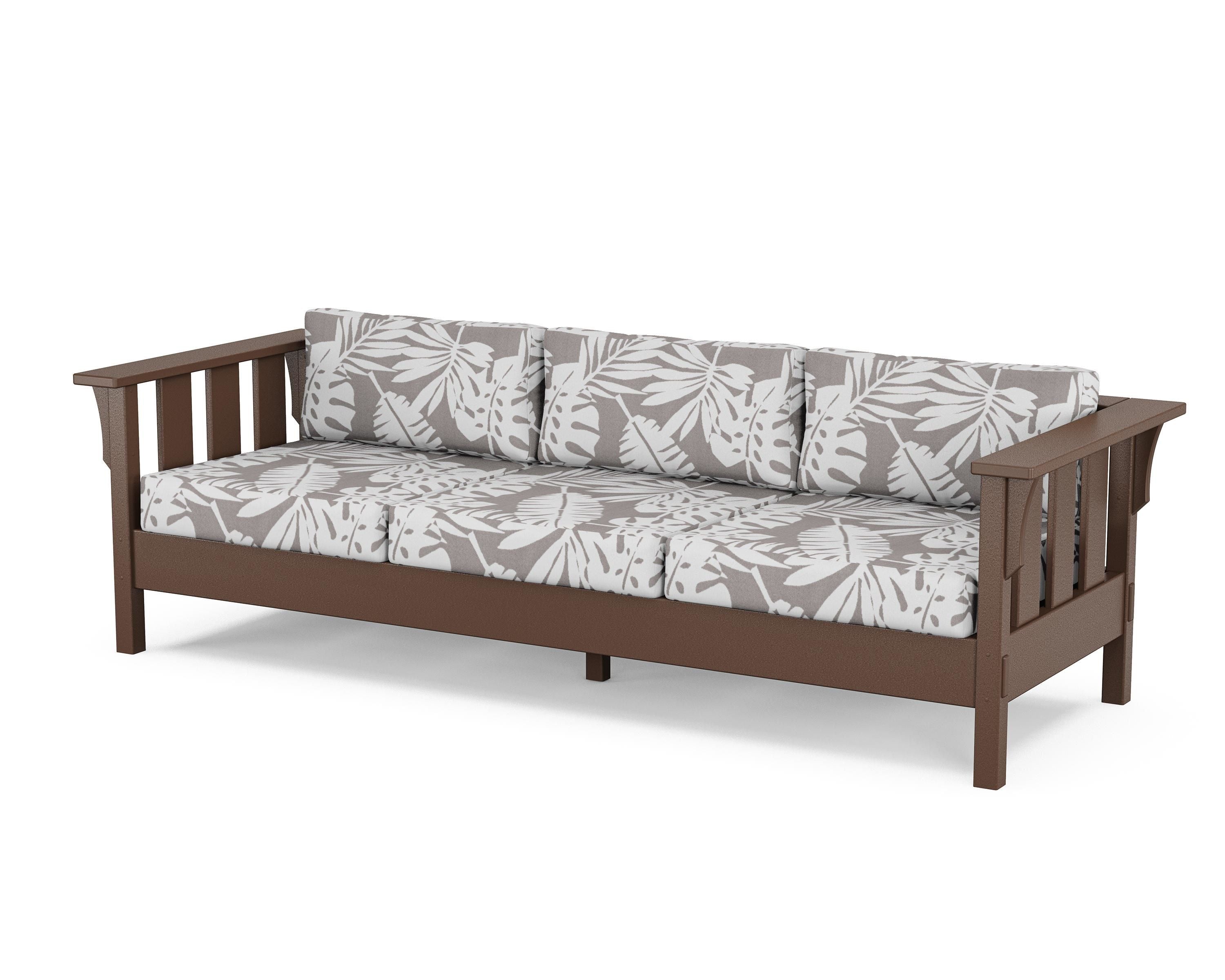 Martha Stewart by POLYWOOD® Acadia Deep Seating Sofa in Mahogany / Leaf Grey Mist