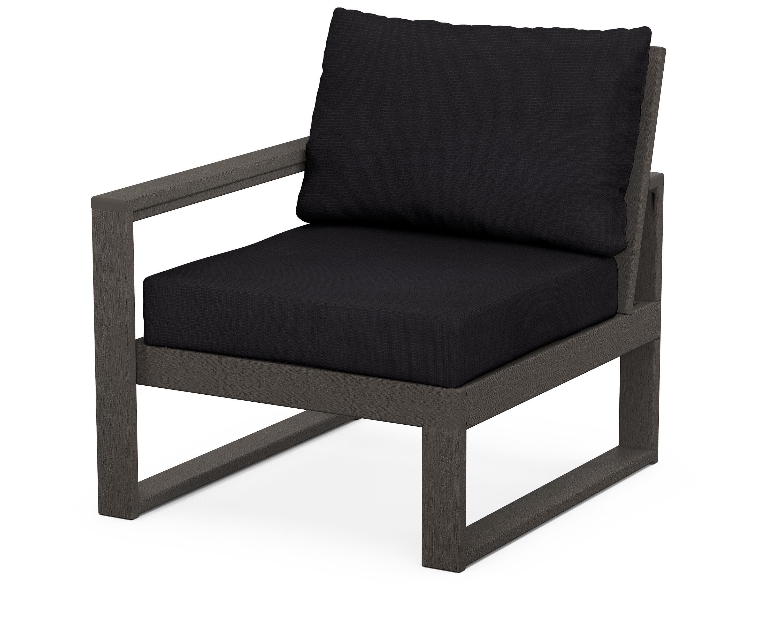 POLYWOOD® EDGE Modular Left Arm Chair in Vintage Coffee / Midnight Linen