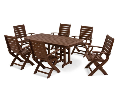 POLYWOOD® Signature Folding Chair 7-Piece Dining Set in Mahogany