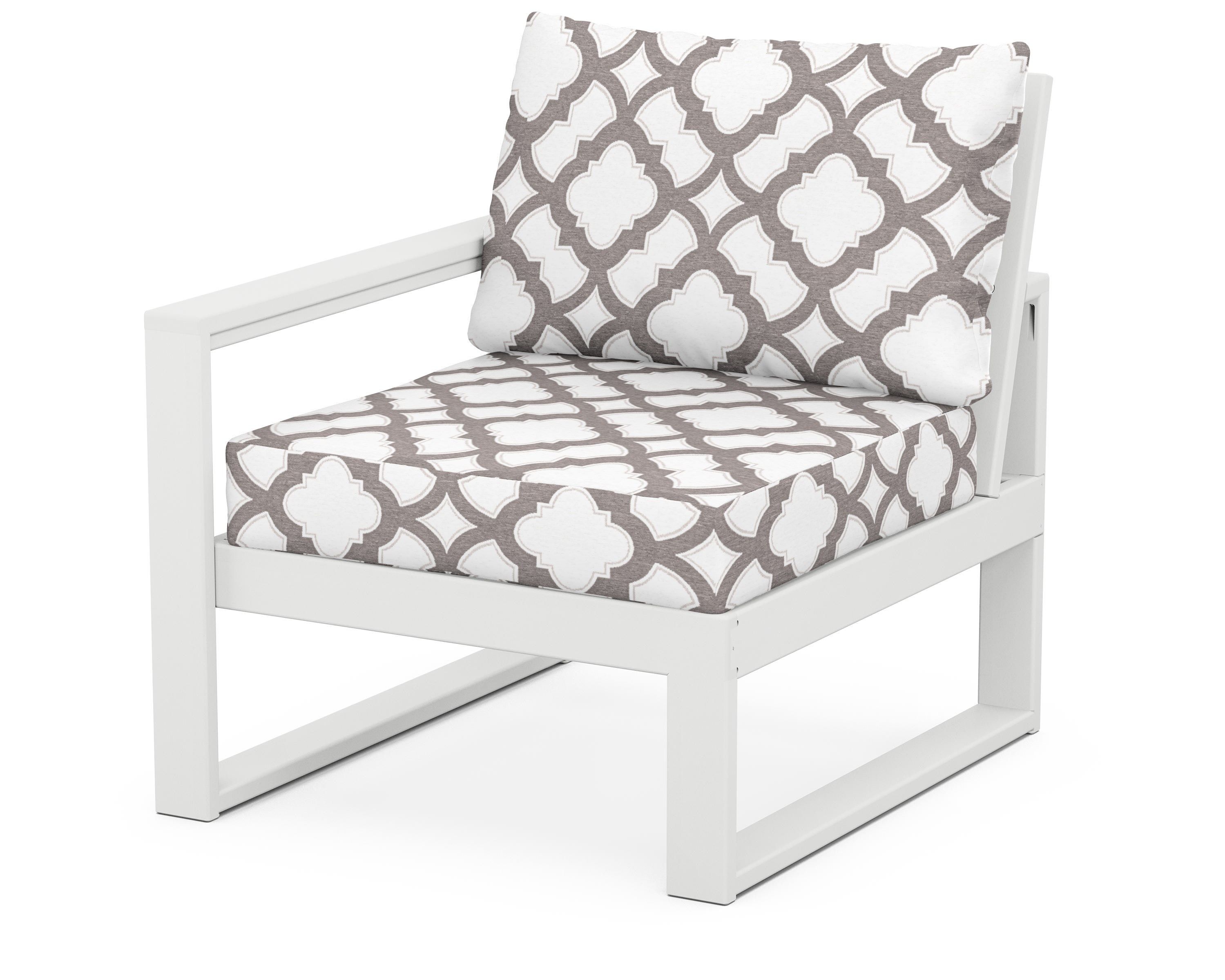 POLYWOOD® EDGE Modular Left Arm Chair in White / Trellis Grey Mist