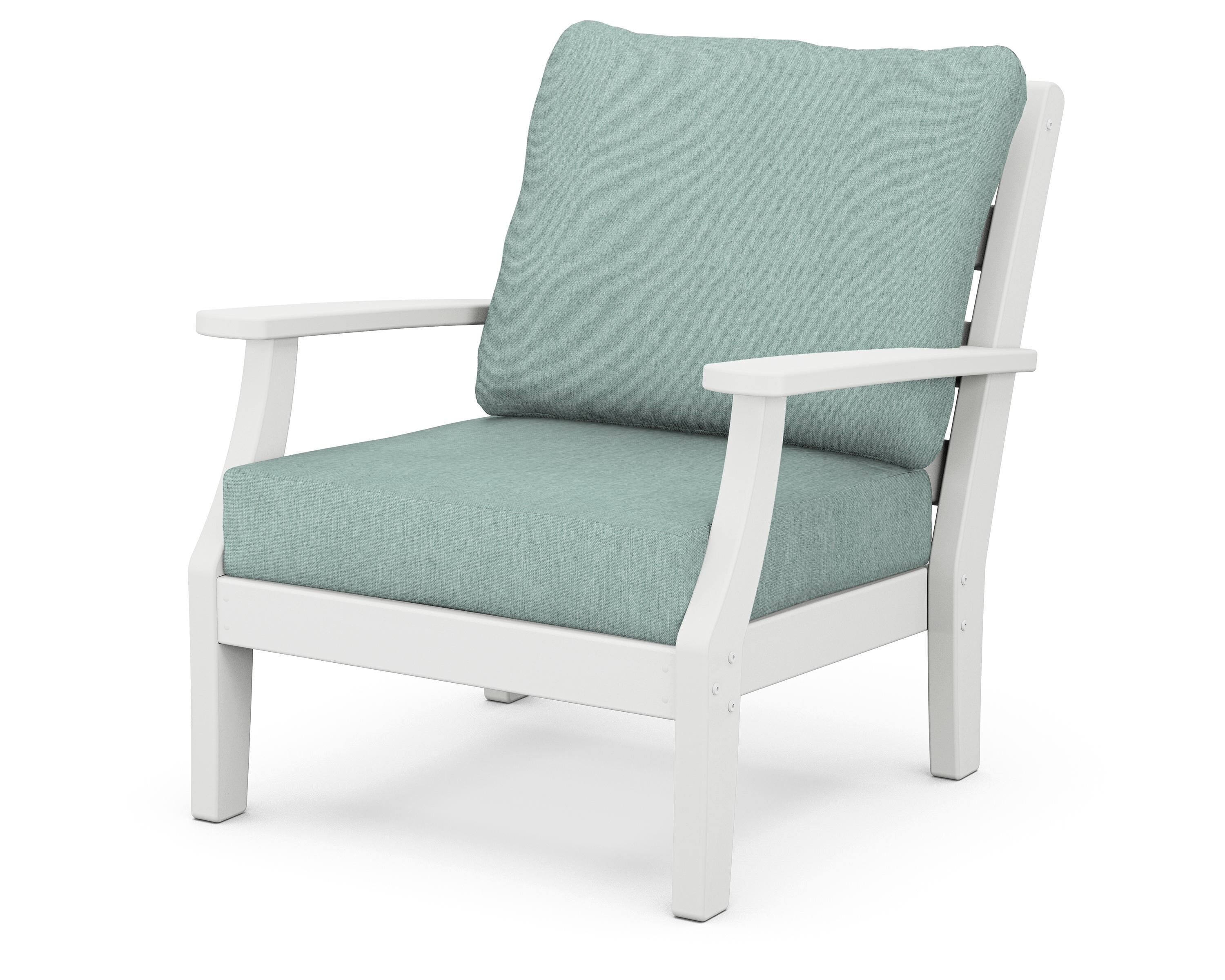 POLYWOOD® Chesapeake Deep Seating Chair in White / Glacier Spa