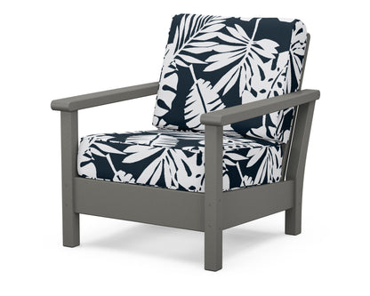 POLYWOOD® Harbour Deep Seating Chair in Slate Grey / Leaf Marine Indigo
