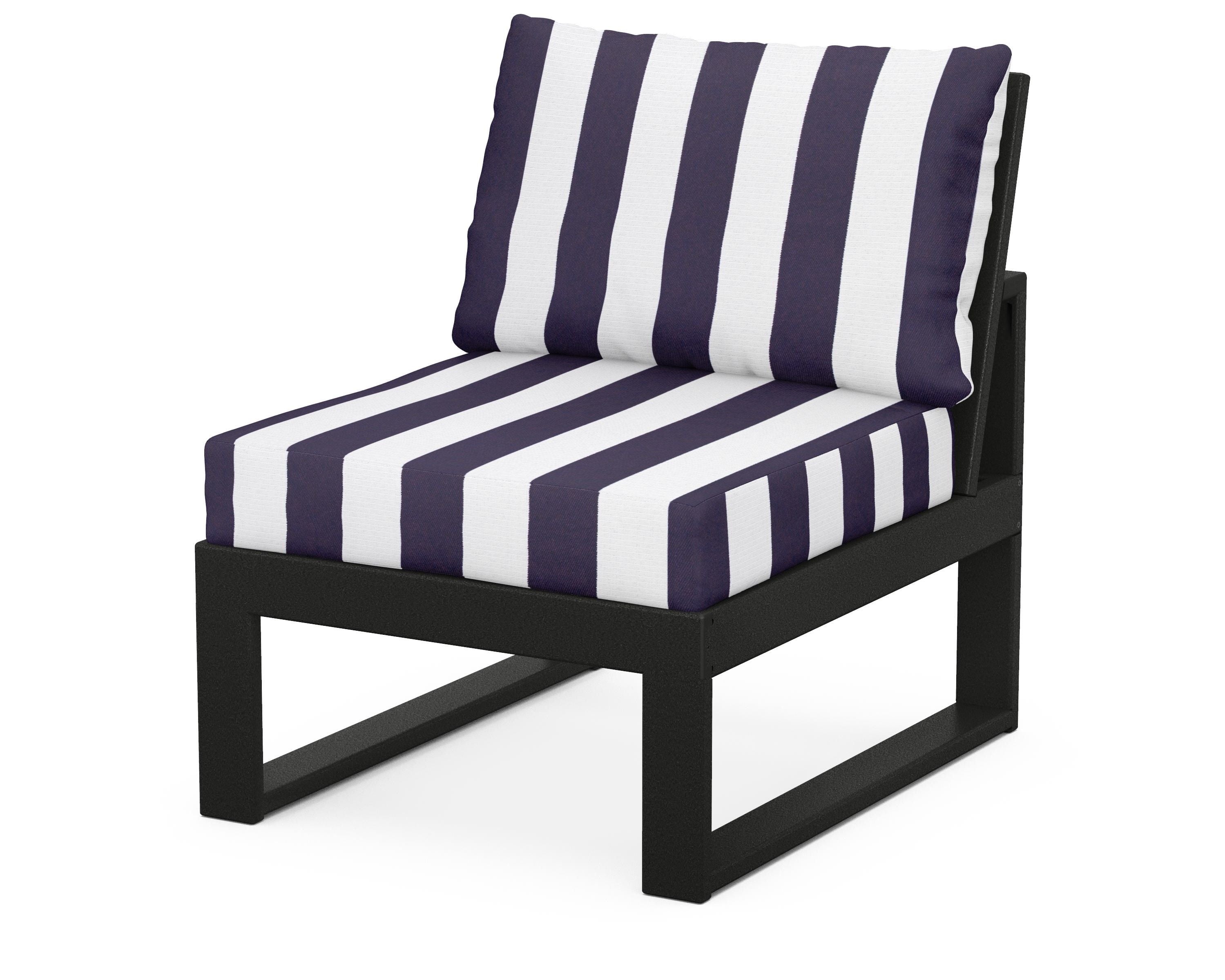 Unbranded Modular Armless Chair in Black / Cabana Stripe Navy