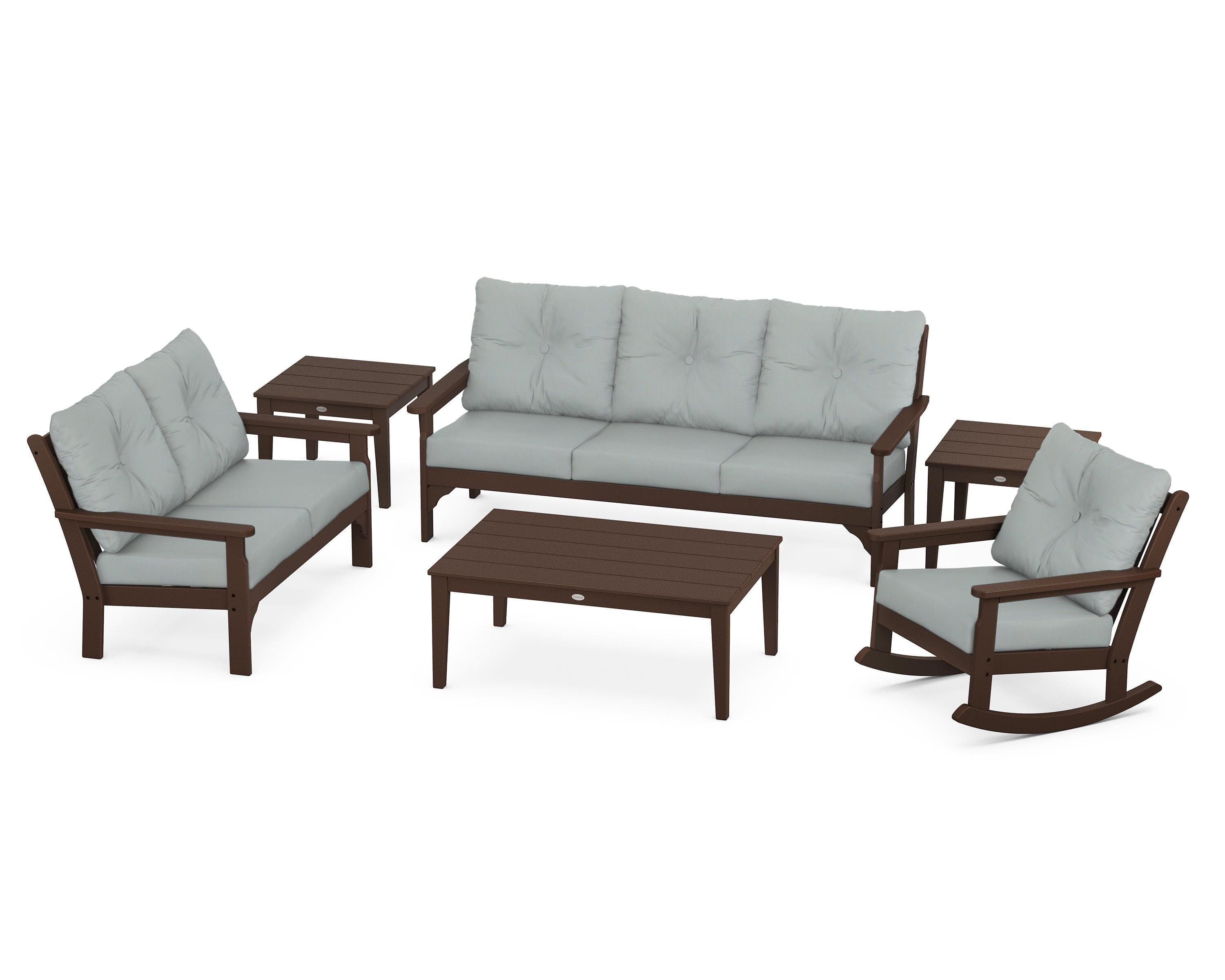 POLYWOOD® Vineyard 6-Piece Deep Seating Set in Mahogany / Spa