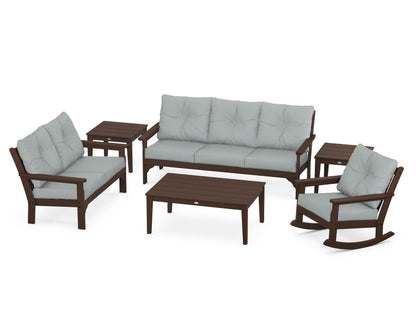 POLYWOOD® Vineyard 6-Piece Deep Seating Set in Mahogany / Spa