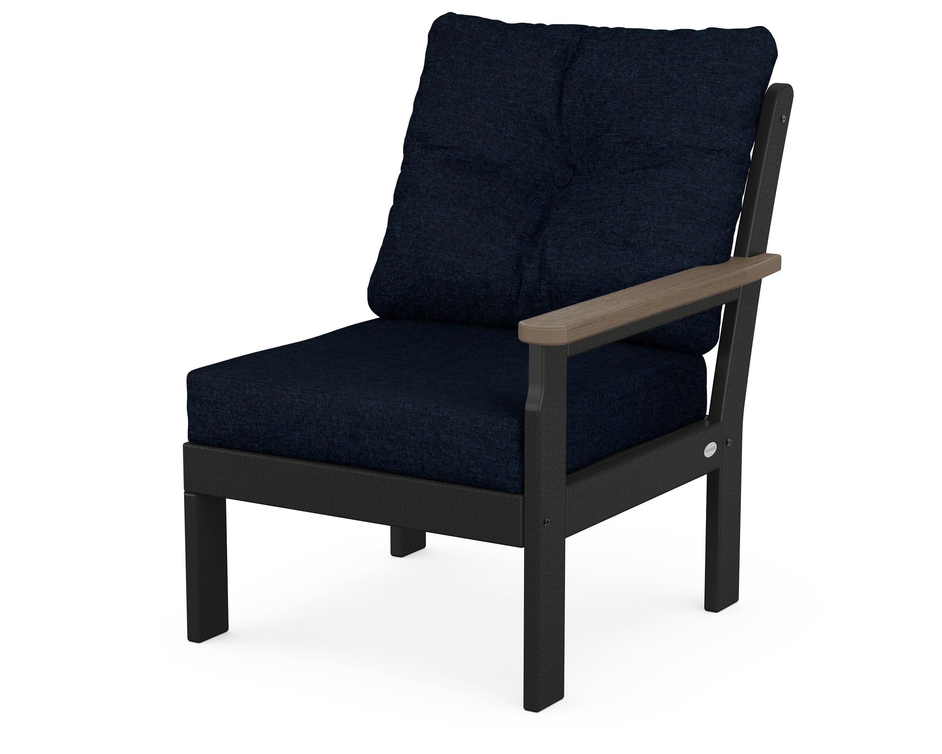 POLYWOOD® Vineyard Modular Right Arm Chair in Black / Kona / Marine Indigo