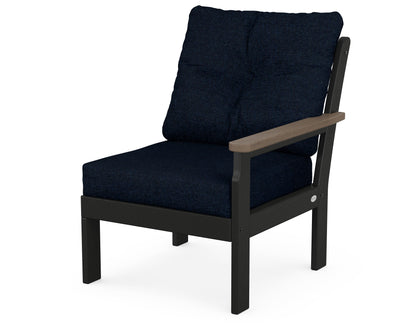 POLYWOOD® Vineyard Modular Right Arm Chair in Black / Kona / Marine Indigo