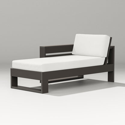 PW Designer Series Latitude Modular Left Arm Chaise in Vintage Coffee / Natural Linen