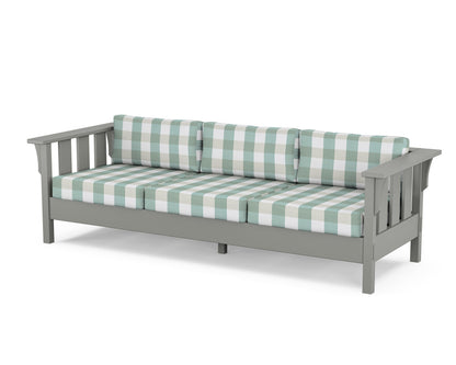 Martha Stewart by POLYWOOD® Acadia Deep Seating Sofa in Slate Grey / Buffalo Plaid Glacier Spa