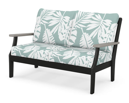 POLYWOOD® Braxton Deep Seating Loveseat in Black / Driftwood / Leaf Glacier Spa