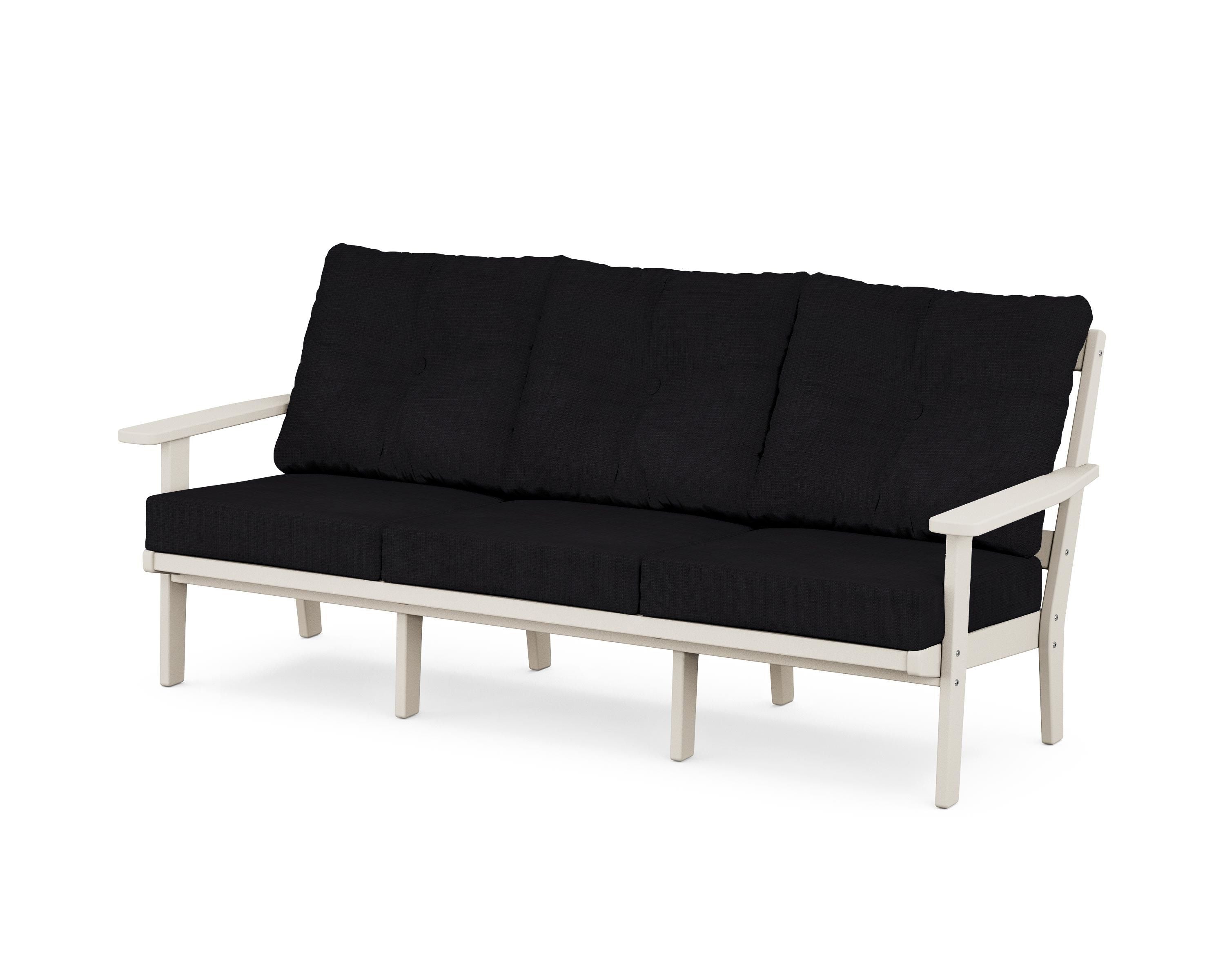 POLYWOOD® Prairie Deep Seating Sofa in Sand / Midnight Linen