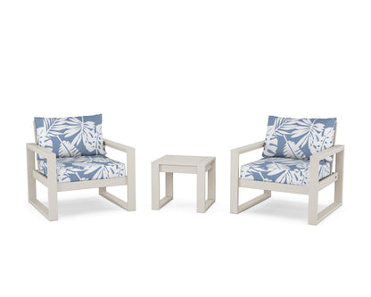 POLYWOOD® EDGE Sectional 3-Piece Deep Seating Set in Sand / Leaf Sky Blue