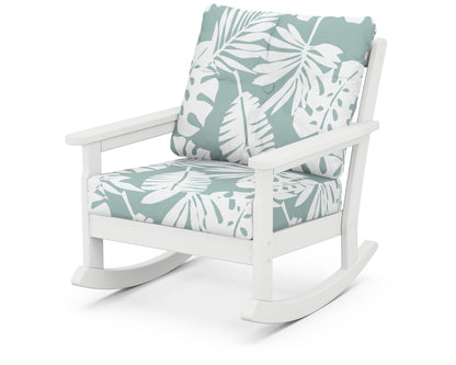 POLYWOOD® Vineyard Deep Seating Rocking Chair in White / Leaf Glacier Spa