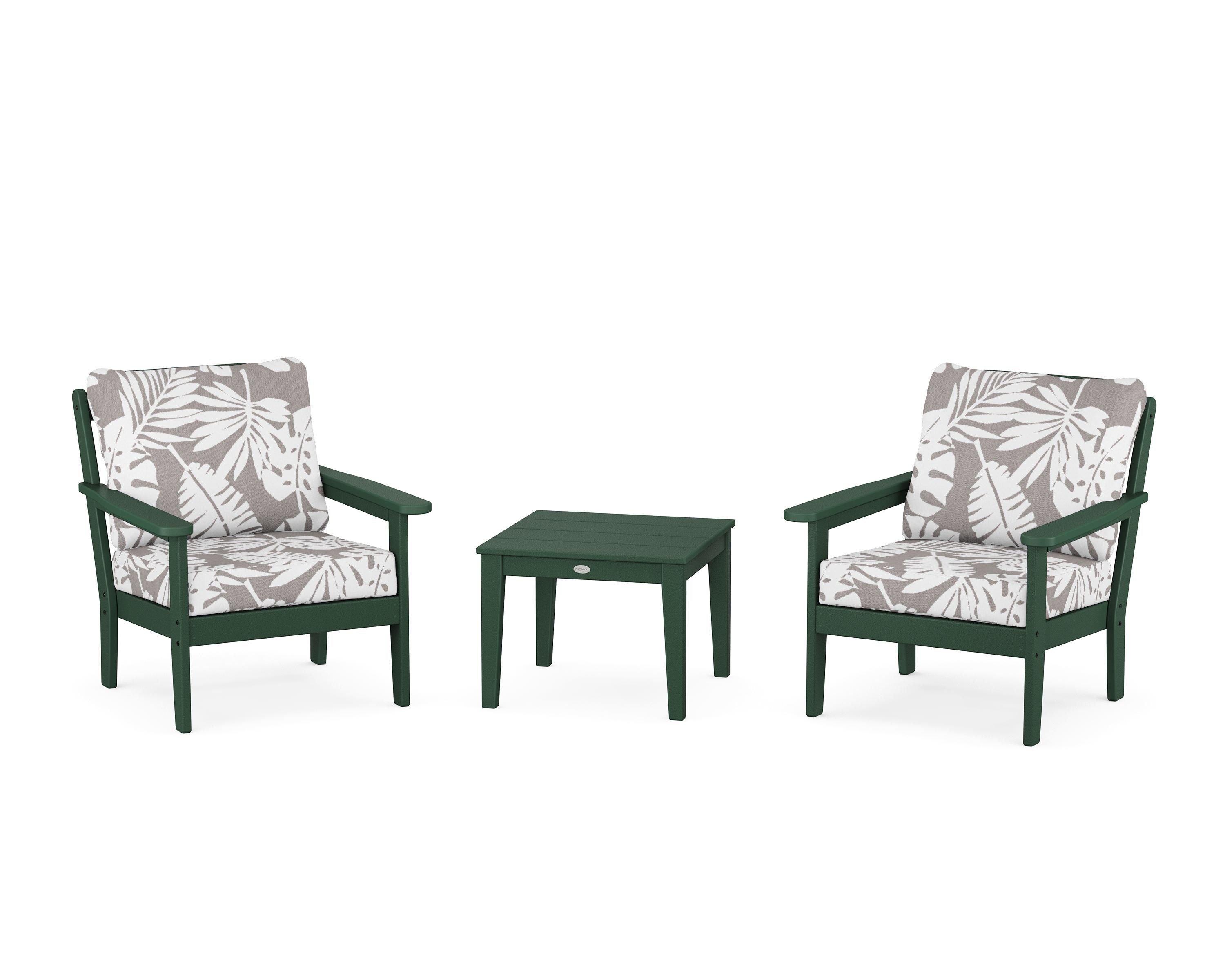 Country Living Cottage 3-Piece Deep Seating Set in Green / Leaf Grey Mist