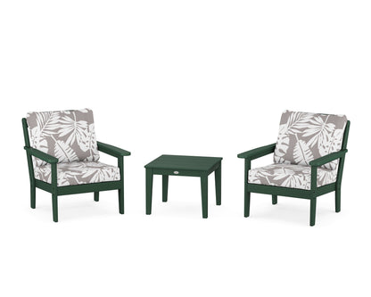 Country Living Cottage 3-Piece Deep Seating Set in Green / Leaf Grey Mist